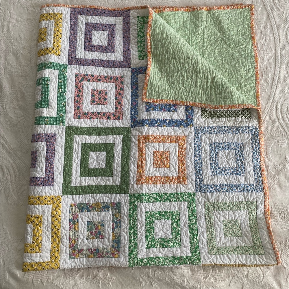 Handmade large crib quilt